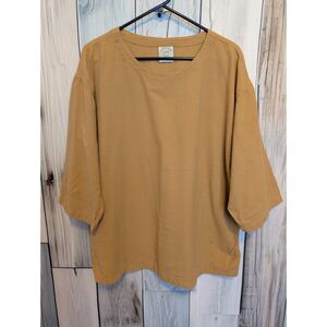 CMC 3/4 Sleeve 100% Cotton Tunic Top Women's Size L Lagenlook Coastal Gma Resort